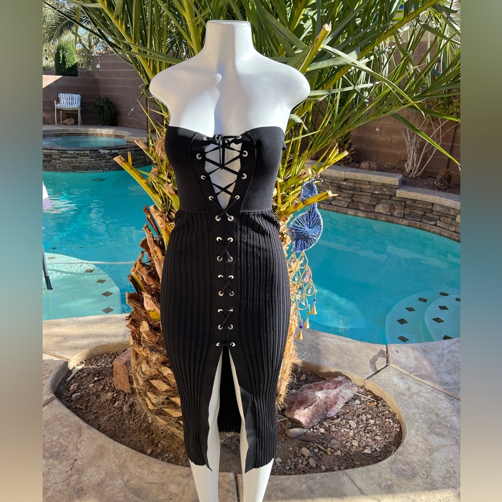 NWT DION LEE SEXY BLACK LACED UP PENCIL SKIRT / DRESS